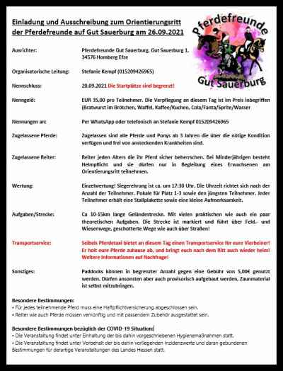 Orientierungsritt - Gut Sauerburg 2021
